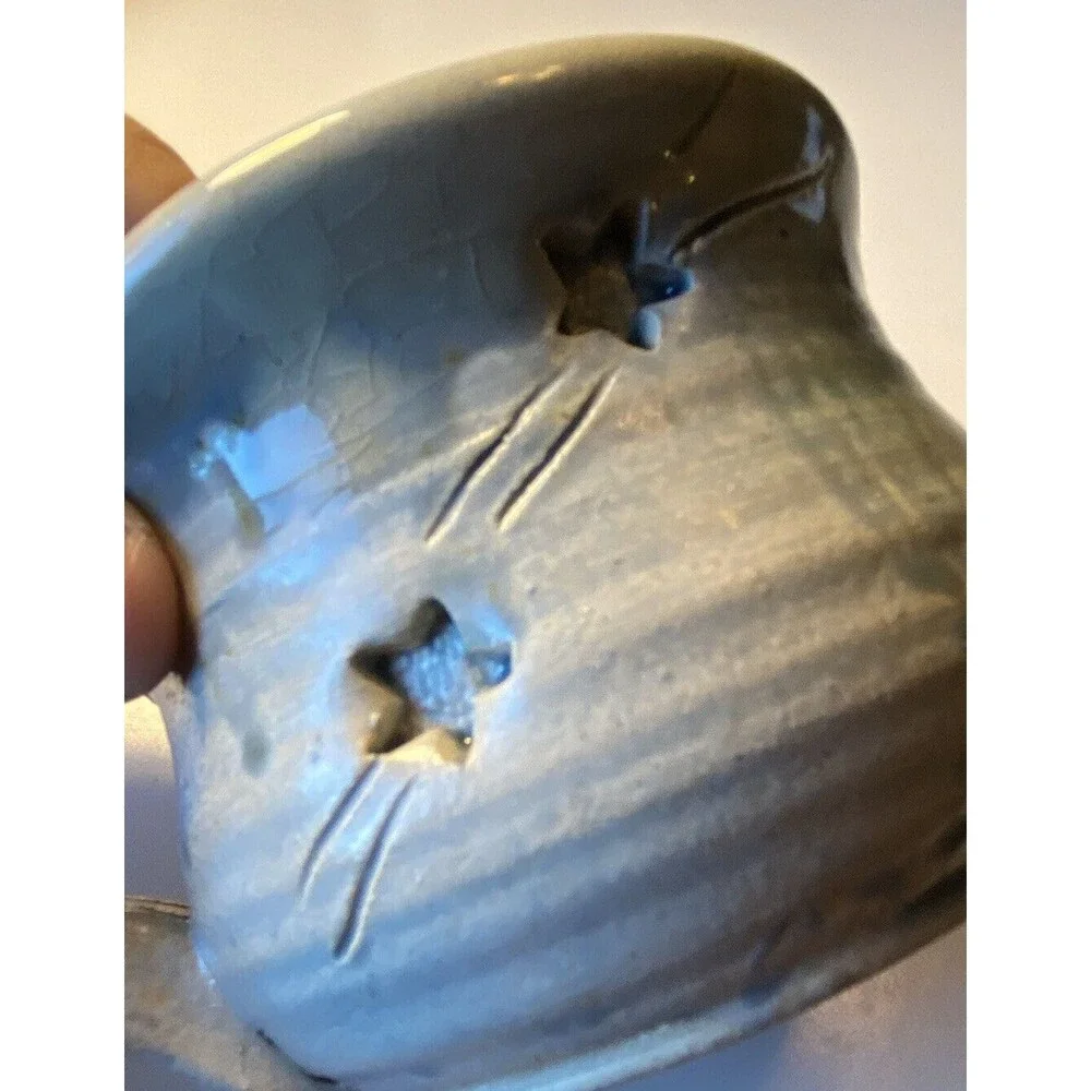Nice Handmade Pottery Signed Shooting Stars Gray High End Coffee Mug Minty - Picture 3 of 10